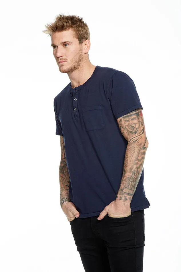 COTTON SS POCKET HENLEY Mens Tops Chaser Brand