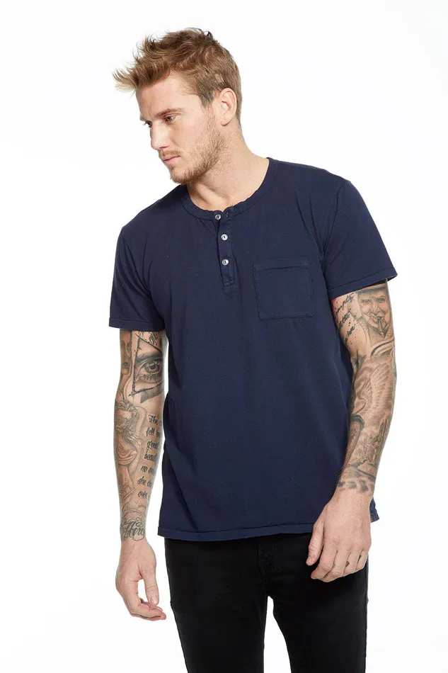 COTTON SS POCKET HENLEY Mens Tops Chaser Brand