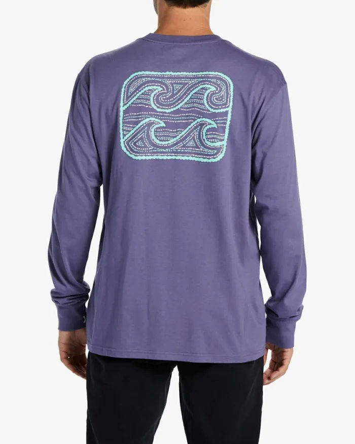 Crayon Wave Long Sleeve TShirt Dusty Grape Men Billabong TShirts