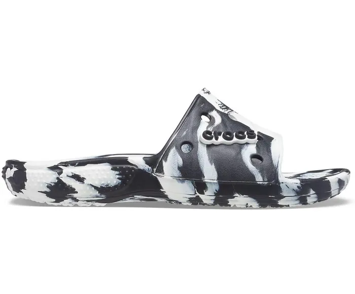 Crocs Classic Crocs Marbled Slide White Black WomensMens Sandals