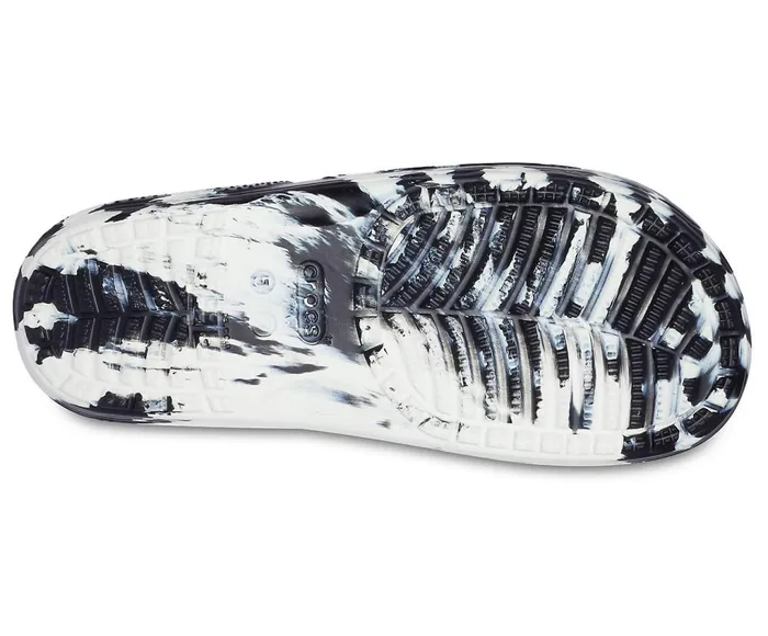 Crocs Classic Crocs Marbled Slide White Black WomensMens Sandals