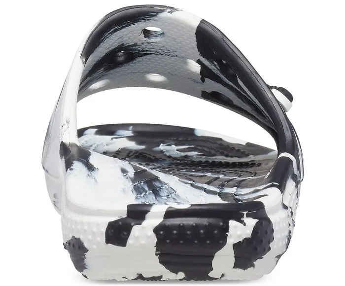 Crocs Classic Crocs Marbled Slide White Black WomensMens Sandals