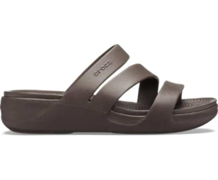 Crocs Crocs Monterey Strappy Wedge Espresso Womens Sandals