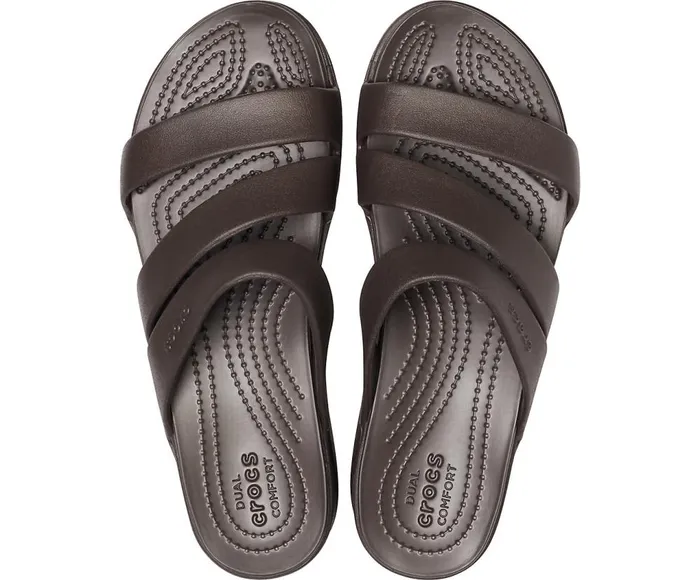 Crocs Crocs Monterey Strappy Wedge Espresso Womens Sandals