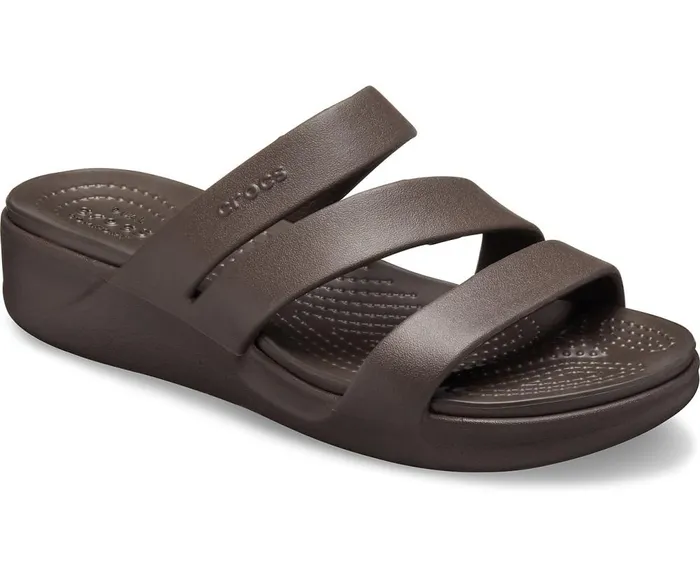 Crocs Crocs Monterey Strappy Wedge Espresso Womens Sandals