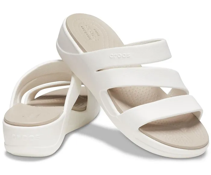 Crocs Crocs Monterey Strappy Wedge Oyster Womens Sandals
