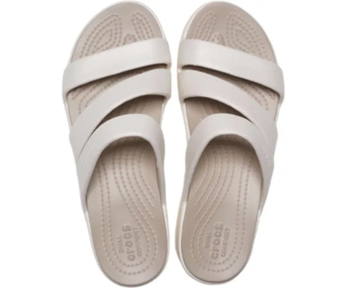 Crocs Crocs Monterey Strappy Wedge Oyster Womens Sandals