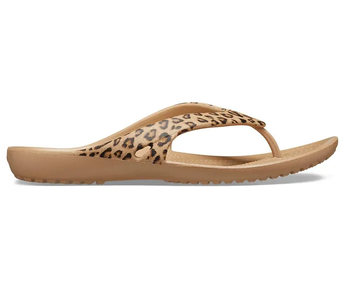 Crocs Kadee II Leopard Flip Leopard Gold Womens Sandals