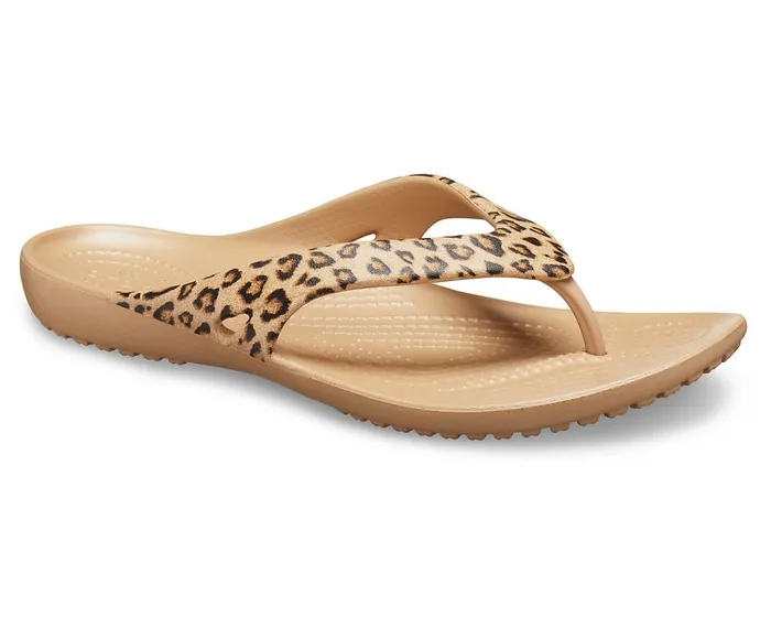 Crocs Kadee II Leopard Flip Leopard Gold Womens Sandals