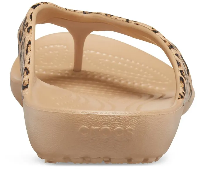 Crocs Kadee II Leopard Flip Leopard Gold Womens Sandals