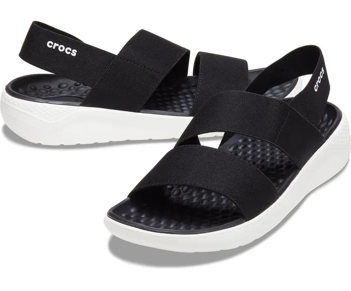 Crocs LiteRide Stretch Sandal Black White Womens Sandals