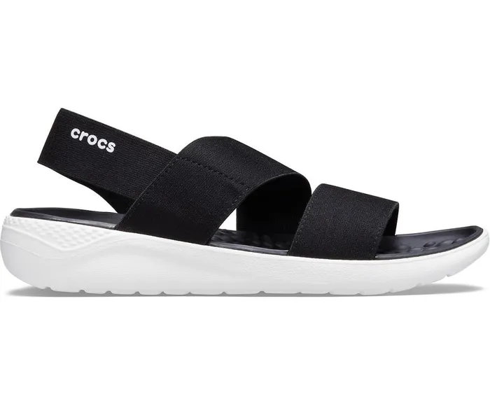 Crocs LiteRide Stretch Sandal Black White Womens Sandals