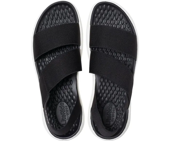 Crocs LiteRide Stretch Sandal Black White Womens Sandals
