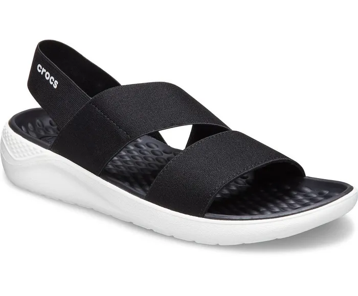 Crocs LiteRide Stretch Sandal Black White Womens Sandals