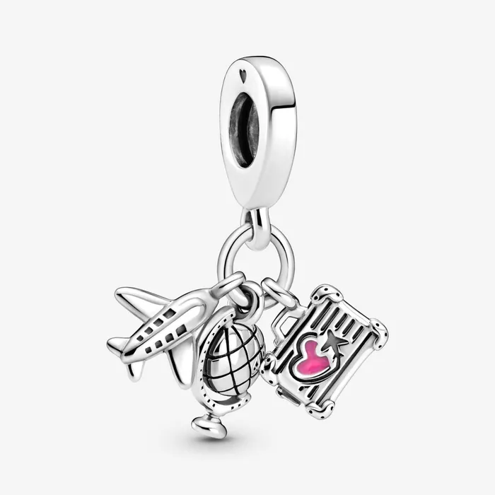 Dangle Charms Women Pandora Airplane Globe and Suitcase Dangle Charm Sterling Silver