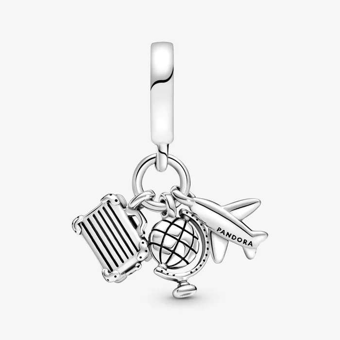 Dangle Charms Women Pandora Airplane Globe and Suitcase Dangle Charm Sterling Silver