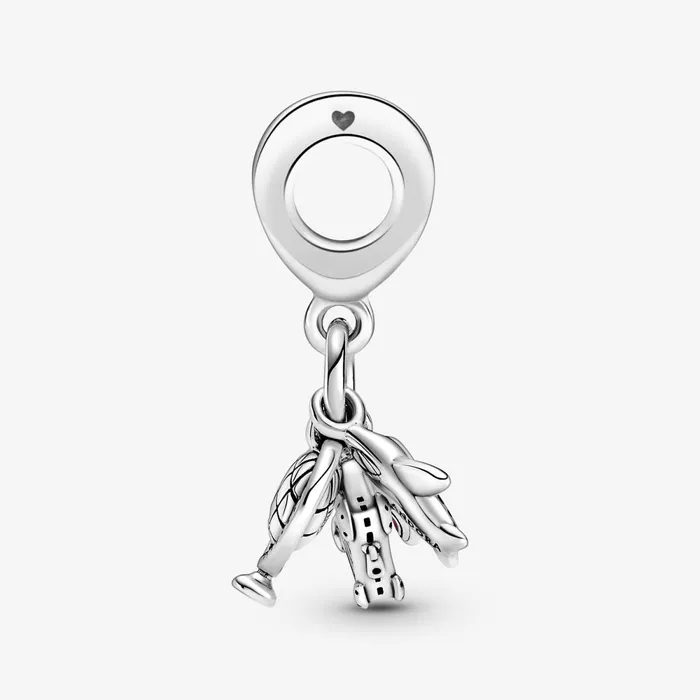 Dangle Charms Women Pandora Airplane Globe and Suitcase Dangle Charm Sterling Silver