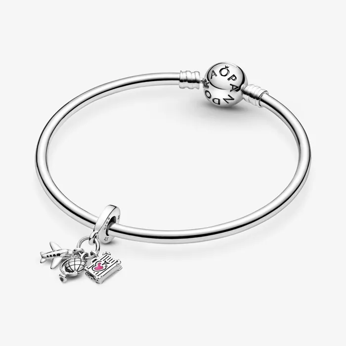 Dangle Charms Women Pandora Airplane Globe and Suitcase Dangle Charm Sterling Silver