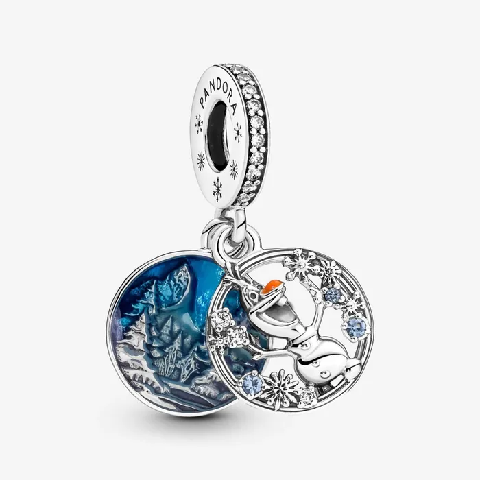 Dangle Charms Women Pandora Disney Frozen Snow Olaf Double Dangle Charm