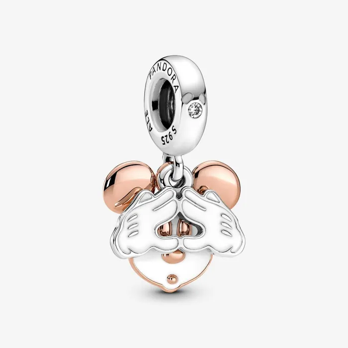 Dangle Charms Women Pandora Disney Mickey Mouse Double Dangle Charm