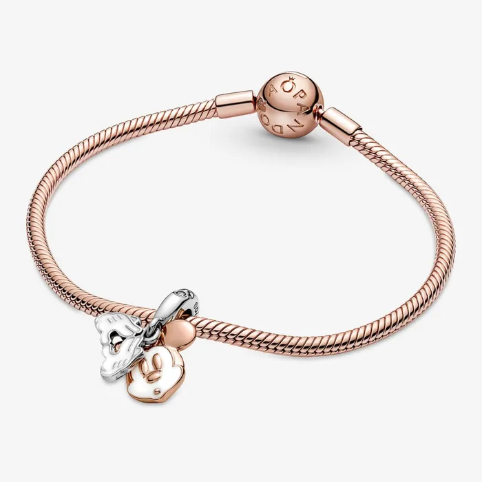 Dangle Charms Women Pandora Disney Mickey Mouse Double Dangle Charm