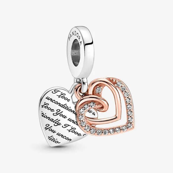 Dangle Charms Women Pandora Entwined Hearts Double Dangle Charm