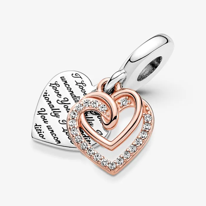 Dangle Charms Women Pandora Entwined Hearts Double Dangle Charm