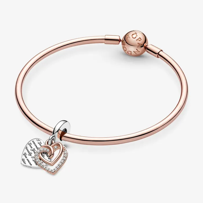 Dangle Charms Women Pandora Entwined Hearts Double Dangle Charm