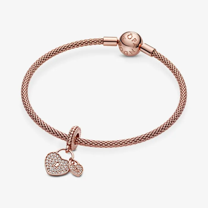 Dangle Charms Women Pandora Pav Heart Padlocks Dangle Charm