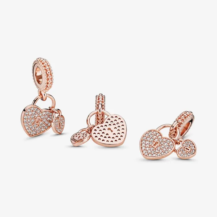 Dangle Charms Women Pandora Pav Heart Padlocks Dangle Charm