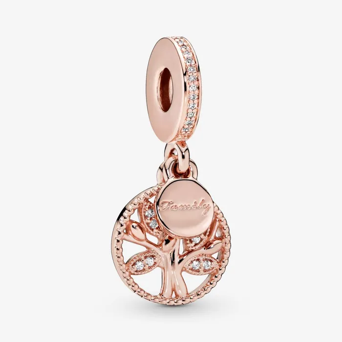 Dangle Charms Women Pandora Sparkling Family Tree Dangle Charm Rose Gold Plated