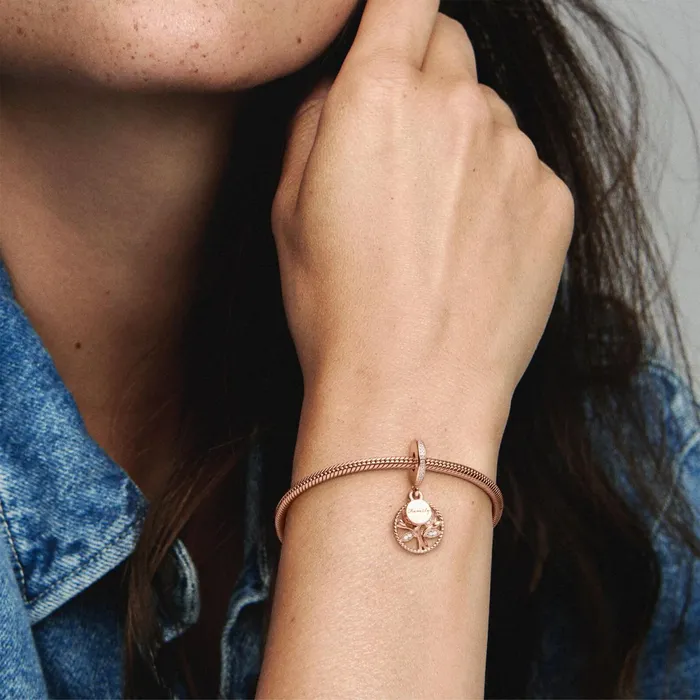 Dangle Charms Women Pandora Sparkling Family Tree Dangle Charm Rose Gold Plated