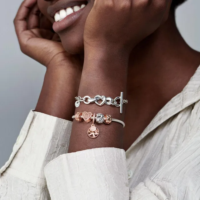 Dangle Charms Women Pandora Sparkling Family Tree Dangle Charm Rose Gold Plated