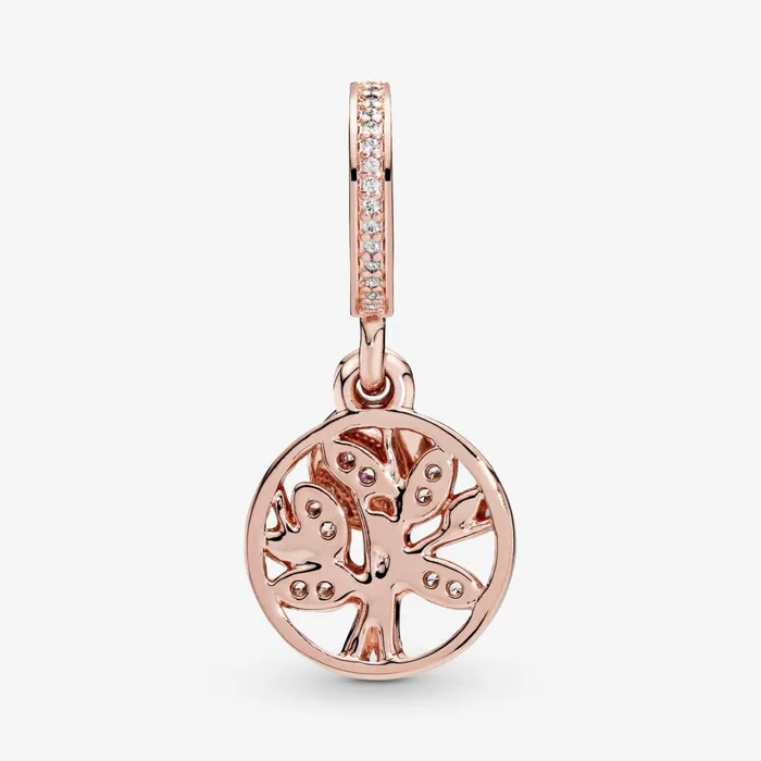 Dangle Charms Women Pandora Sparkling Family Tree Dangle Charm Rose Gold Plated