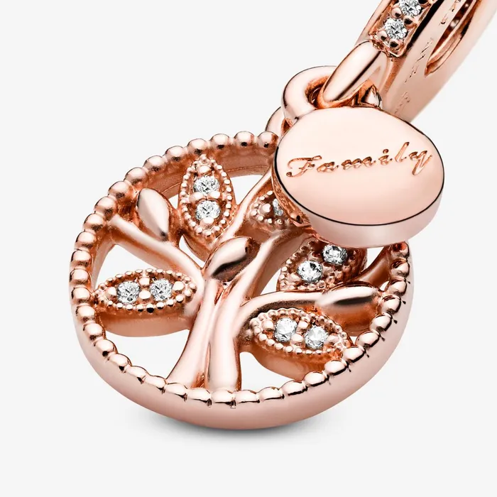Dangle Charms Women Pandora Sparkling Family Tree Dangle Charm Rose Gold Plated