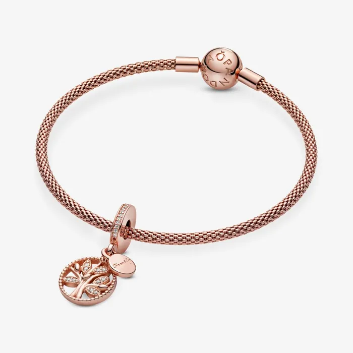 Dangle Charms Women Pandora Sparkling Family Tree Dangle Charm Rose Gold Plated