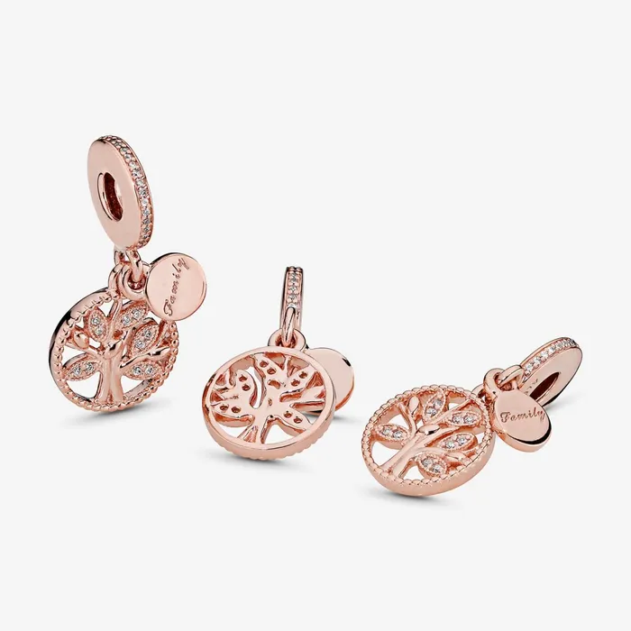 Dangle Charms Women Pandora Sparkling Family Tree Dangle Charm Rose Gold Plated
