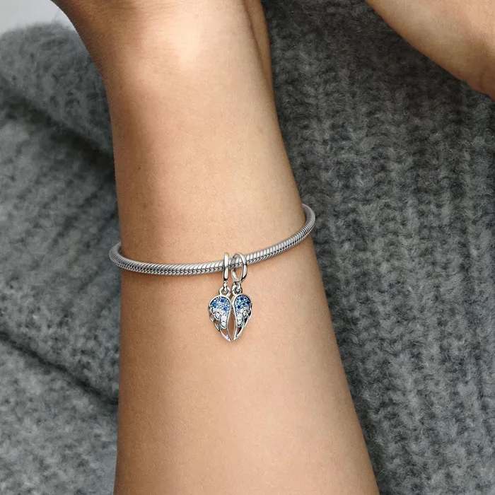 Dangle Charms Women Pandora Sparkling Splitable Angel Wings Dangle Charm