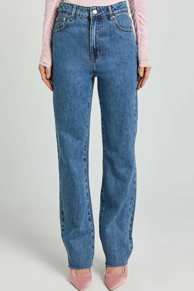 Dexter Jeans 8211 High Waisted Straight Leg Denim Jeans In Dark Blue Wash Women Showpo Conscious