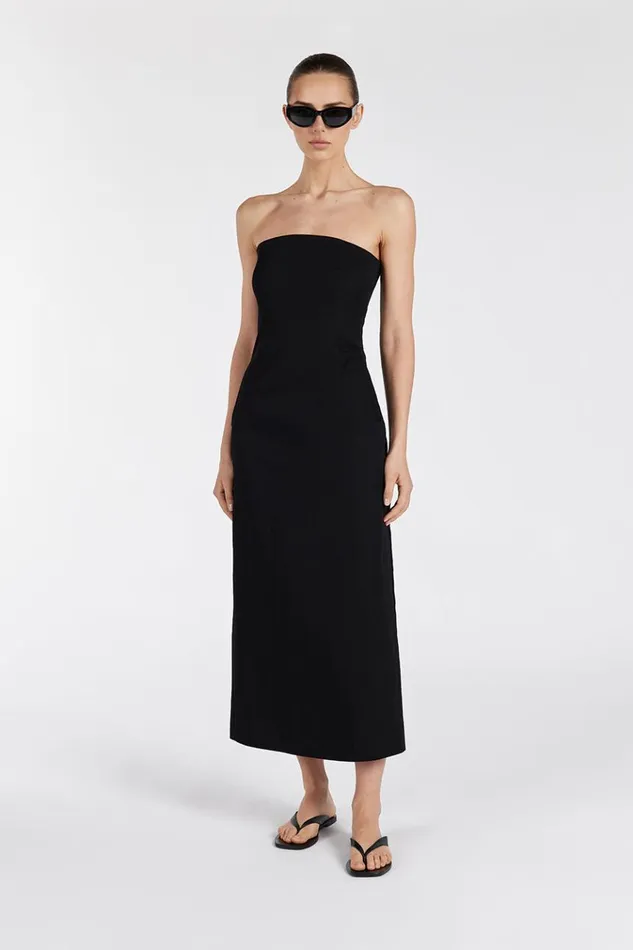 DISSH Event Dresses OPAL BLACK STRAPLESS MIDI DRESS 8211 Women