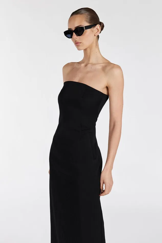 DISSH Event Dresses OPAL BLACK STRAPLESS MIDI DRESS 8211 Women
