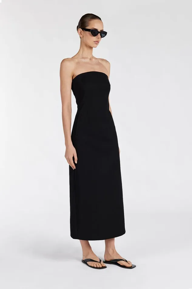 DISSH Event Dresses OPAL BLACK STRAPLESS MIDI DRESS 8211 Women