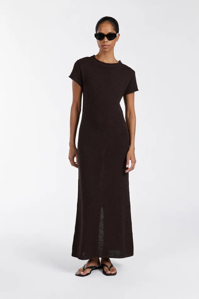 DISSH Knit Dresses LEO BITTER CHOC KNIT MIDI DRESS 8211 Women