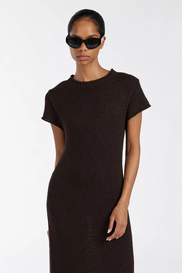 DISSH Knit Dresses LEO BITTER CHOC KNIT MIDI DRESS 8211 Women