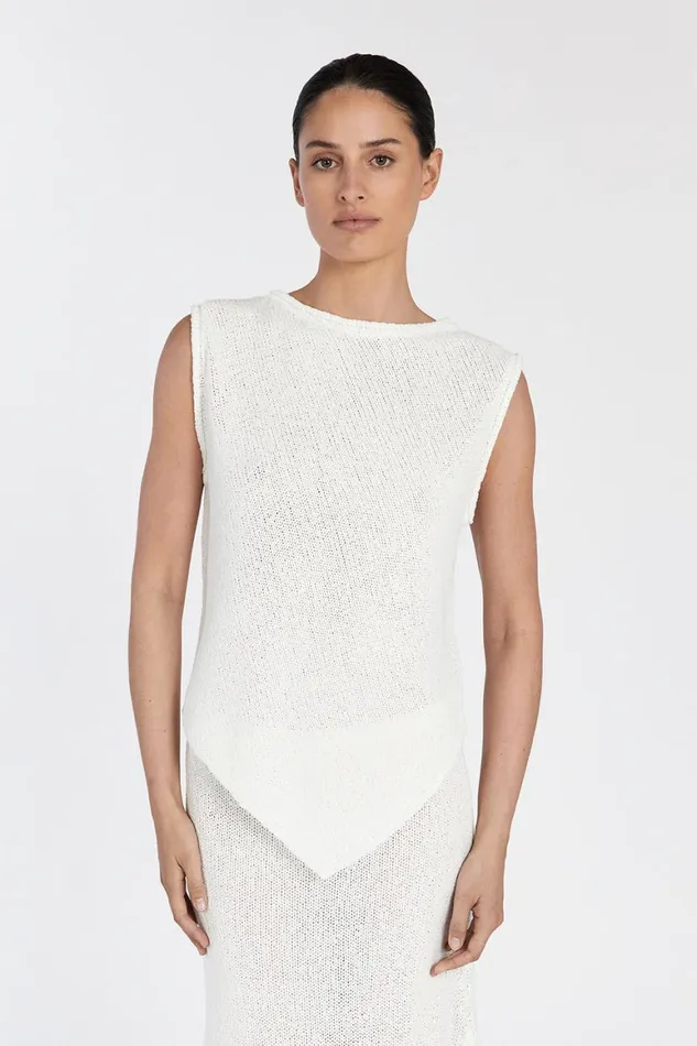 DISSH Knitted ALTHEA OFF WHITE ASYM KNIT TOP 8211 Women