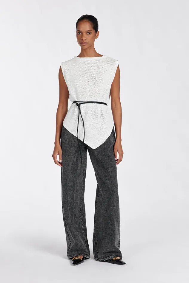 DISSH Knitted ALTHEA OFF WHITE ASYM KNIT TOP 8211 Women