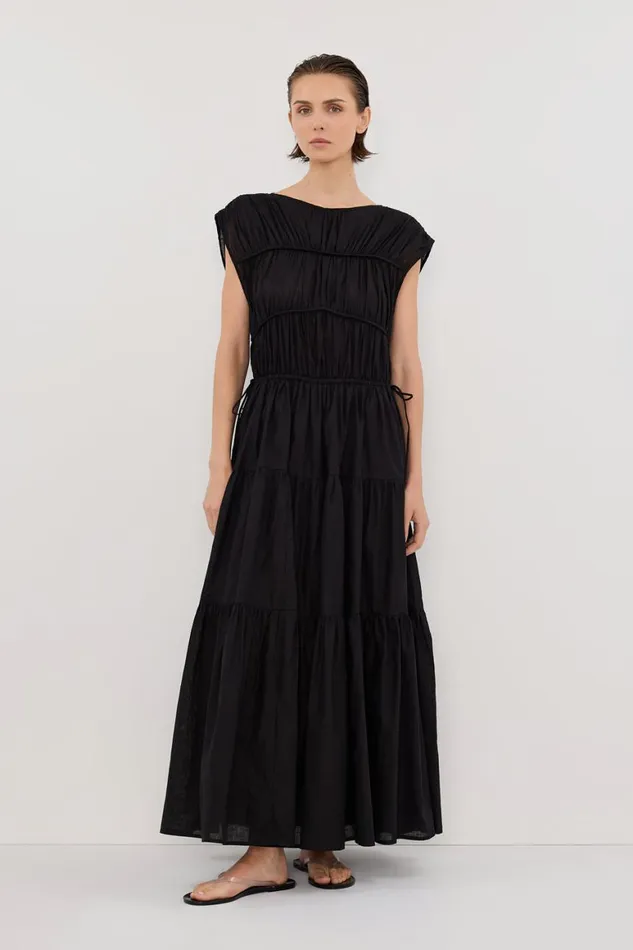 DISSH Midi Dresses FLYNN BLACK LINEN BLEND MIDI DRESS 8211 Women