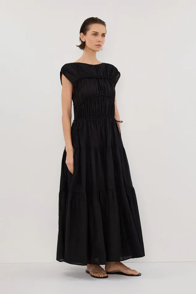 DISSH Midi Dresses FLYNN BLACK LINEN BLEND MIDI DRESS 8211 Women