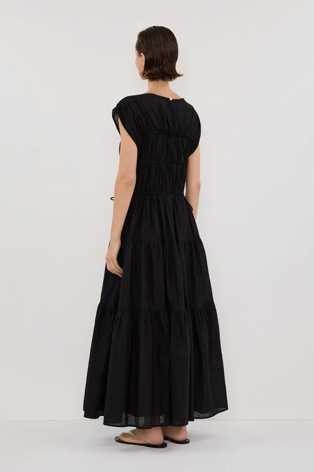 DISSH Midi Dresses FLYNN BLACK LINEN BLEND MIDI DRESS 8211 Women