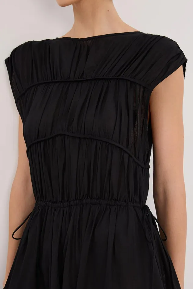 DISSH Midi Dresses FLYNN BLACK LINEN BLEND MIDI DRESS 8211 Women